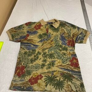 Nautica Hawaiian polo shirt in tropical floral men large. SKU330